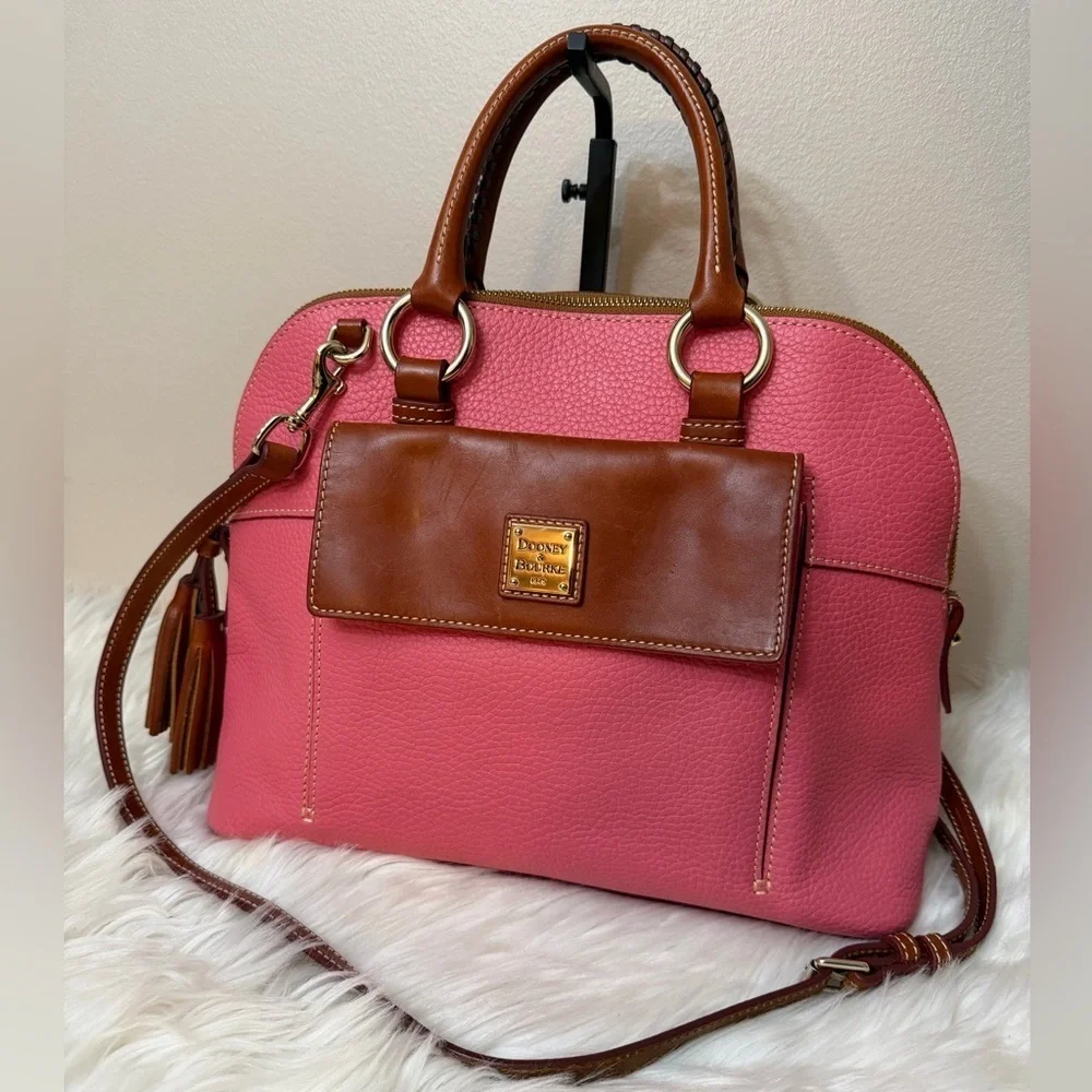 Dooney & Bourke Pink Satchel with Brown Accents